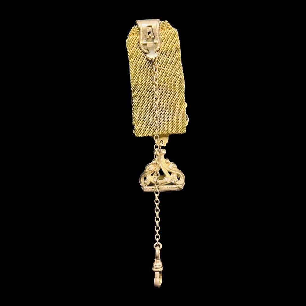 Antique Lion Watch FOB With Pink And Clear Rhinestones (4667) - Picture 5 of 7
